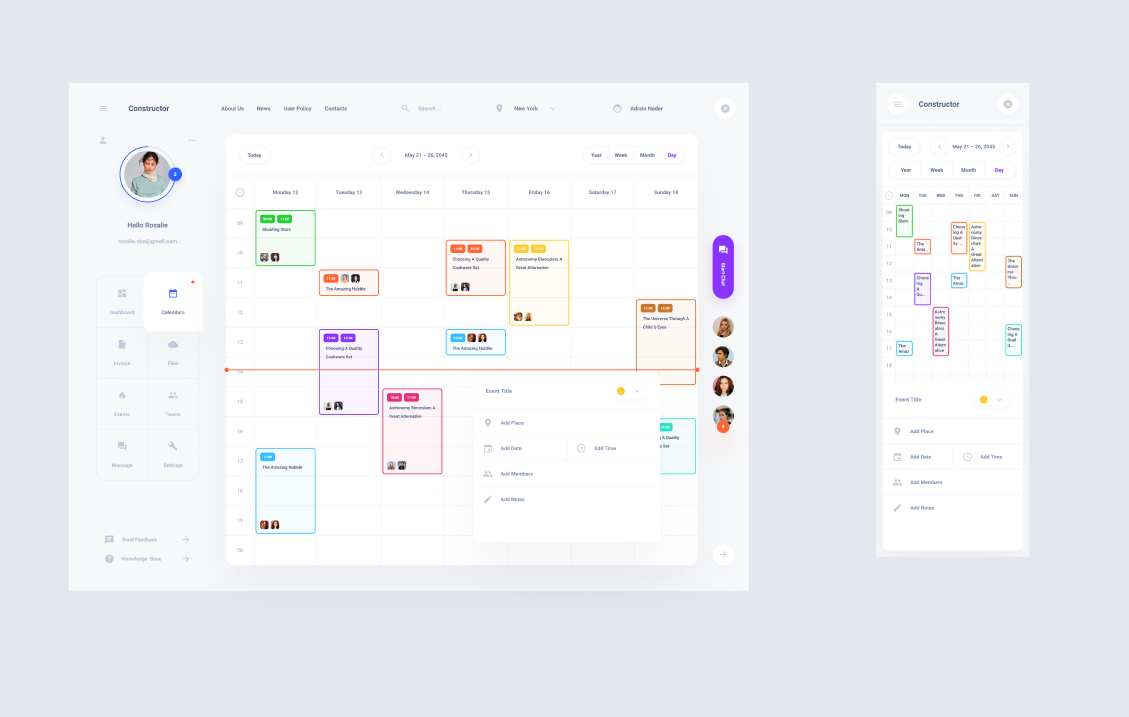 Dashboard Calendar UI