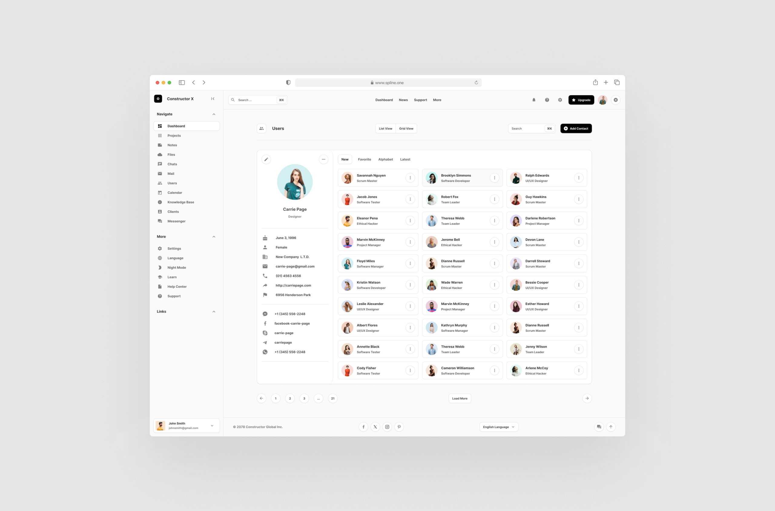 Contacts Dashboards for Figma Free