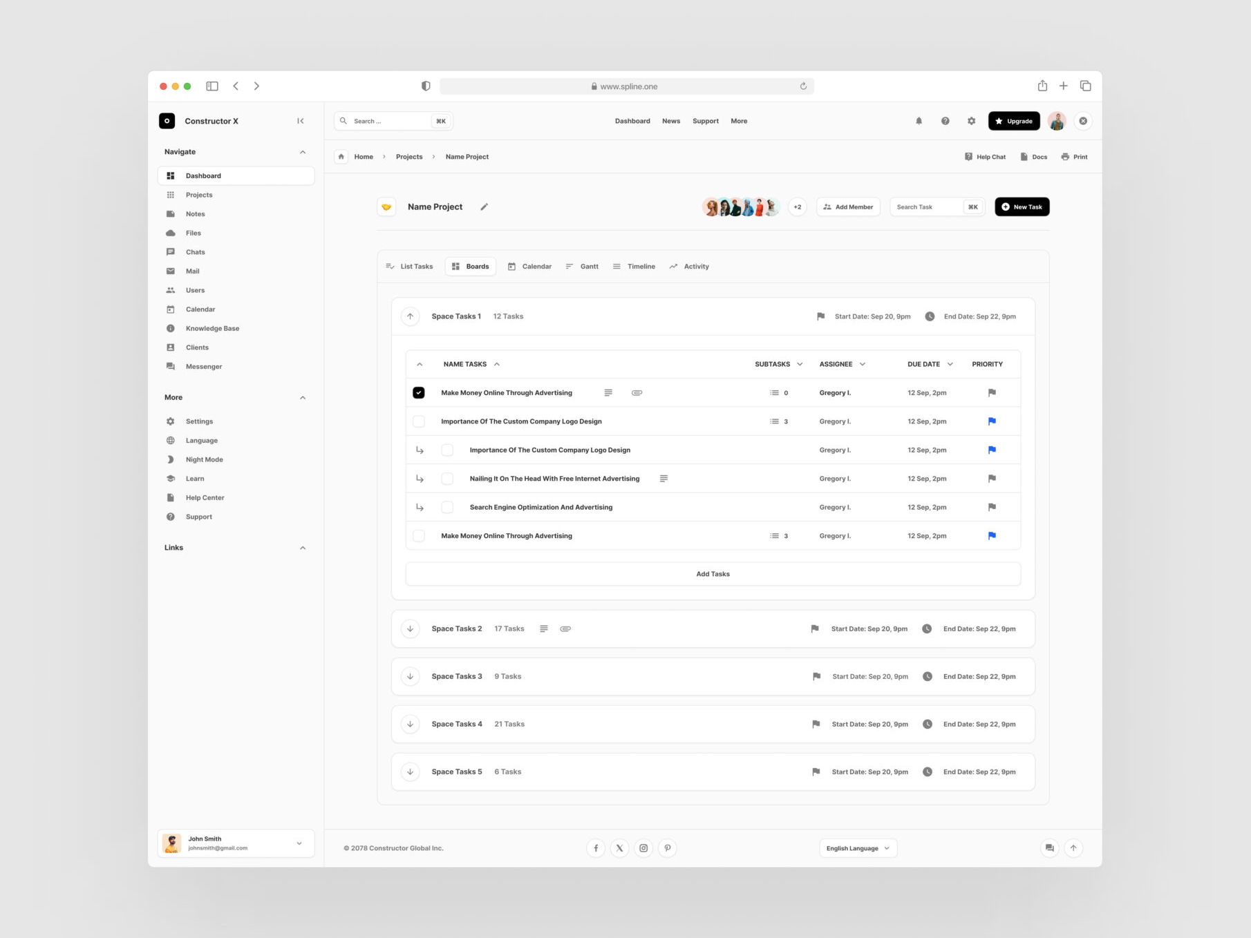 Tasks Dashboard for Figma Free