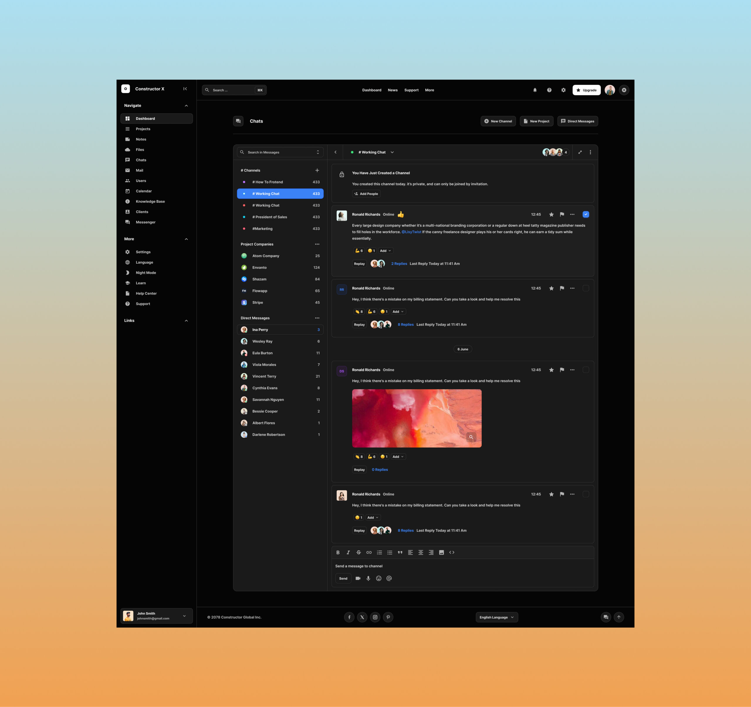 Chats Figma Dashboards Free